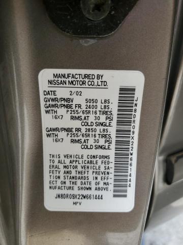 JN8DR09X22W661444 - 2002 NISSAN PATHFINDER LE TAN photo 14