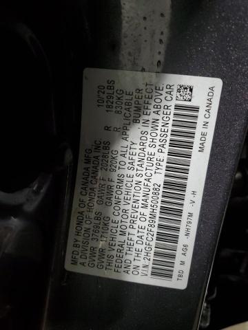 2HGFC2F89MH500882 - 2021 HONDA CIVIC SPORT SILVER photo 12