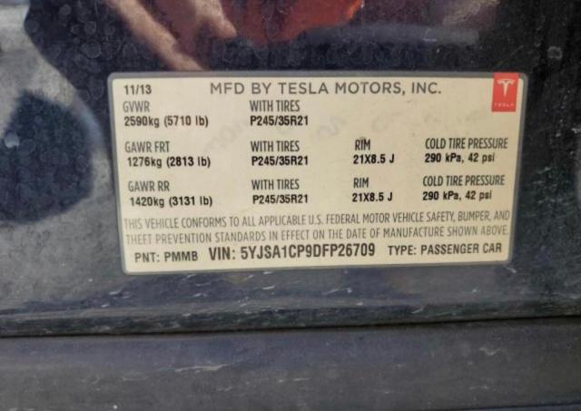 5YJSA1CP9DFP26709 - 2013 TESLA MODEL S BLUE photo 10