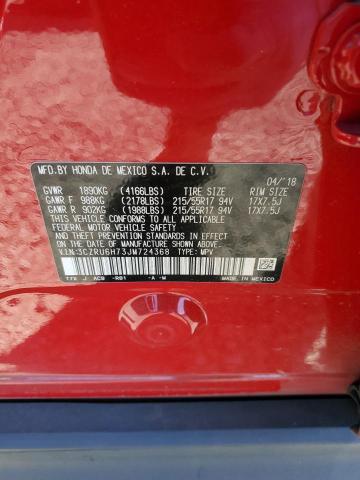 3CZRU6H73JM724368 - 2018 HONDA HR-V EXL RED photo 13