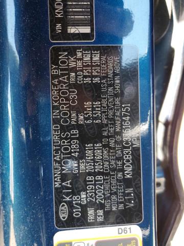 KNDCB3LC3J5164751 - 2018 KIA NIRO FE BLUE photo 12