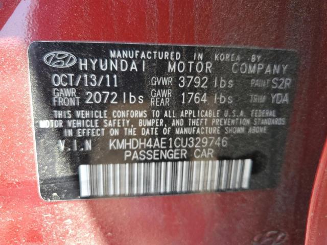 KMHDH4AE1CU329746 - 2012 HYUNDAI ELANTRA GLS RED photo 12