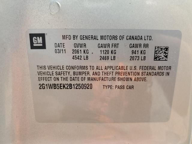 2G1WB5EK2B1250920 - 2011 CHEVROLET IMPALA LT TAN photo 12