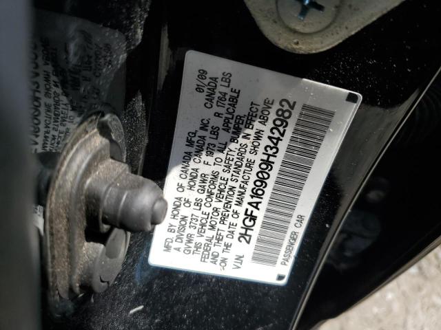 2HGFA16909H342982 - 2009 HONDA CIVIC EXL Qara foto 12