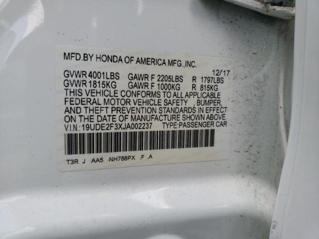 19UDE2F3XJA002237 - 2018 ACURA ILX BASE WATCH PLUS WHITE photo 12