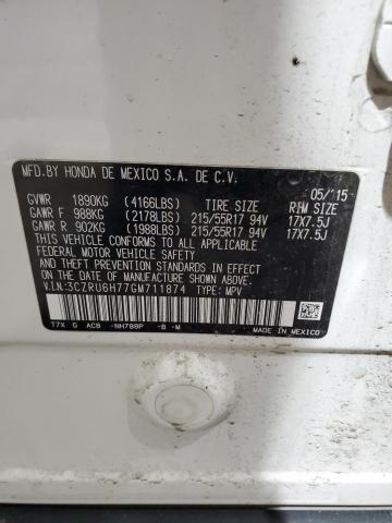 3CZRU6H77GM711874 - 2016 HONDA HR-V EXL WHITE photo 13