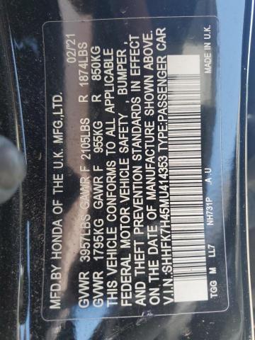 SHHFK7H45MU414353 - 2021 HONDA CIVIC SPORT 黑色 照片 12