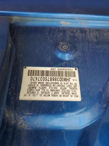 JHMGD38687S037470 - 2007 HONDA FIT S 蓝色 照片 12