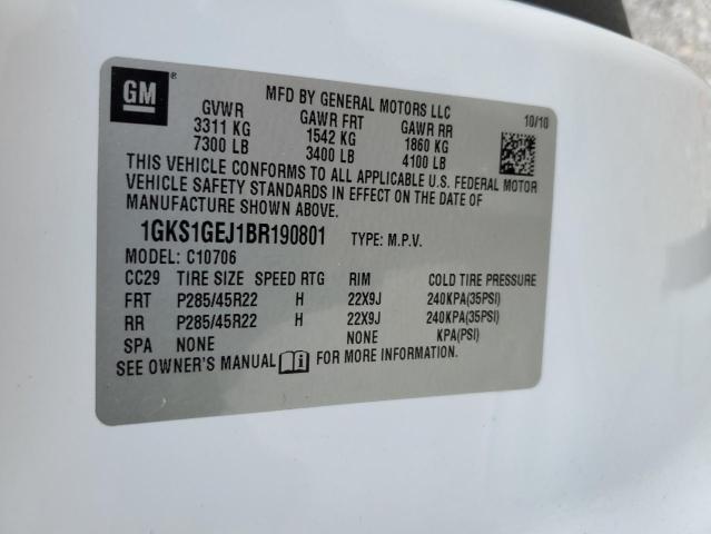 1GKS1GEJ1BR190801 - 2011 GMC YUKON DENALI HYBRID WHITE photo 13