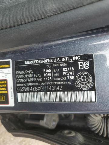 55SWF4KBXGU140842 - 2016 MERCEDES-BENZ C 300 4MATIC GRAY photo 13