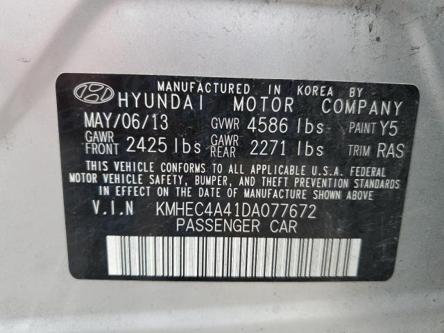 KMHEC4A41DA077672 - 2013 HYUNDAI SONATA HYBRID SILVER photo 12