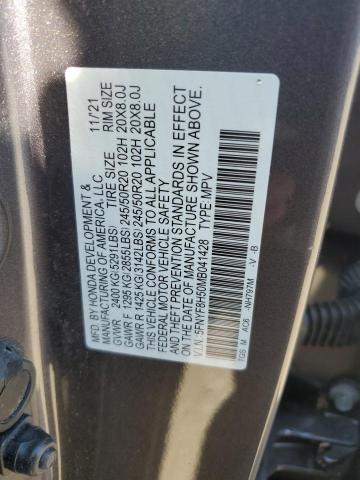 5FNYF8H50MB041428 - 2021 HONDA PASSPORT EXL Gri fotoğraf 13