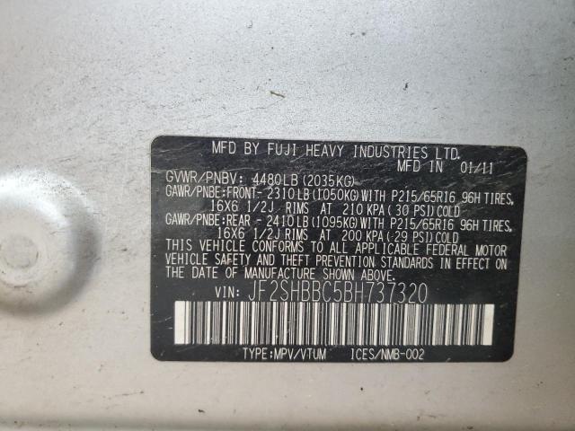 JF2SHBB5CBH737320 - 2011 SUBARU FORESTER 2 SILVER photo 13