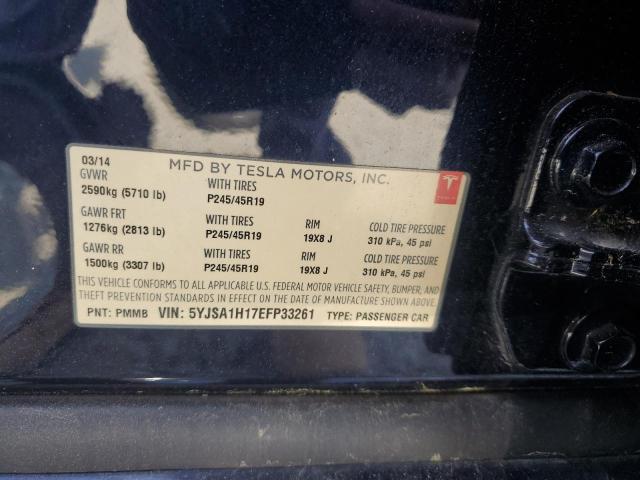 5YJSA1H17EFP33261 - 2014 TESLA MODEL S GRAY photo 12