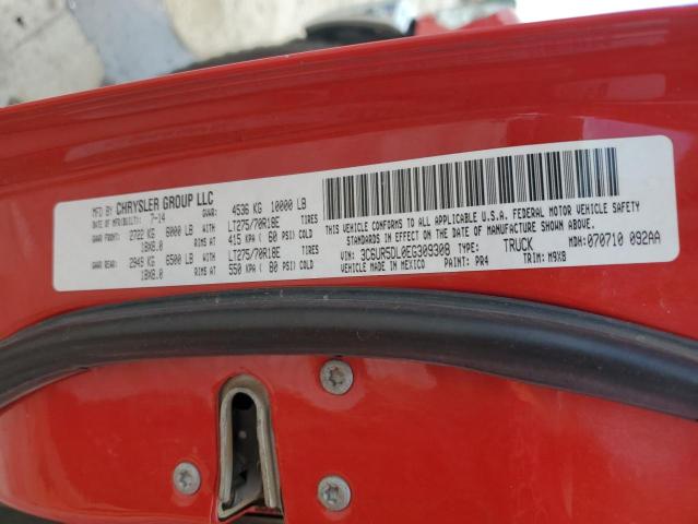 3C6UR5DL0EG309308 - 2014 RAM 2500 SLT წითელი ფოტო 12