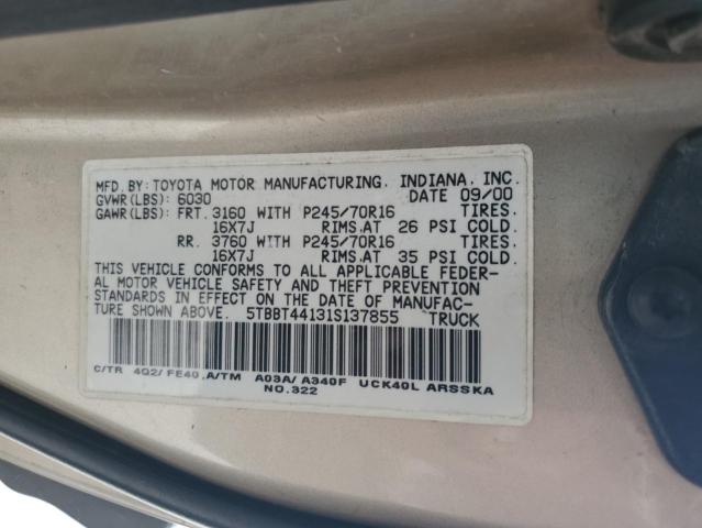 5TBBT44131S137855 - 2001 TOYOTA TUNDRA ACCESS CAB Қоңыр фото 12