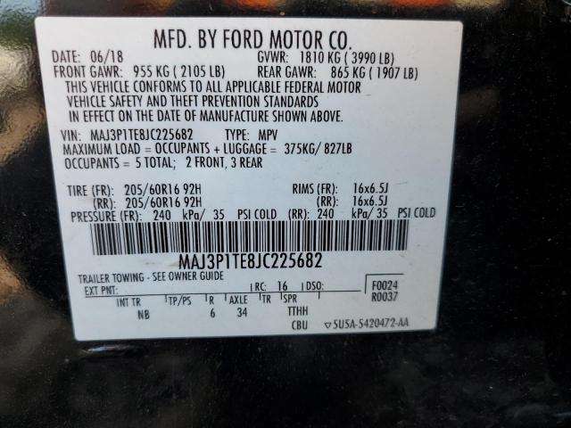 MAJ3P1TE8JC225682 - 2018 FORD ECOSPORT SE შავი ფოტო 14