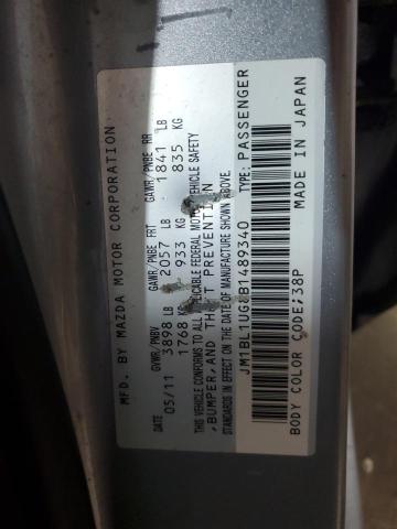 JM1BL1UG8B1489340 - 2011 MAZDA 3 I GRAY photo 12