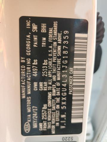 5XXGU4L31JG187359 - 2018 KIA OPTIMA EX WHITE photo 12