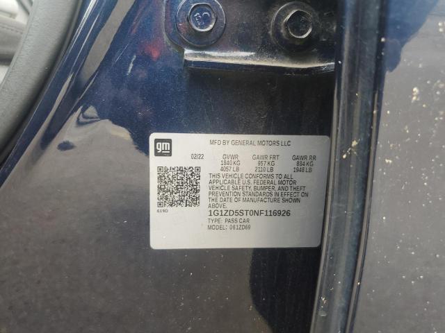 1G1ZD5ST0NF116926 - 2022 CHEVROLET MALIBU LT BLUE photo 12