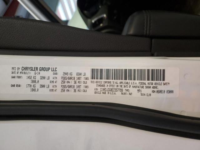 1C4RDJDG8EC557799 - 2014 DODGE DURANGO LIMITED WHITE photo 13