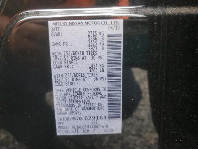 5N1DR2MN7KC629163 - 2019 NISSAN PATHFINDER S BLACK photo 14