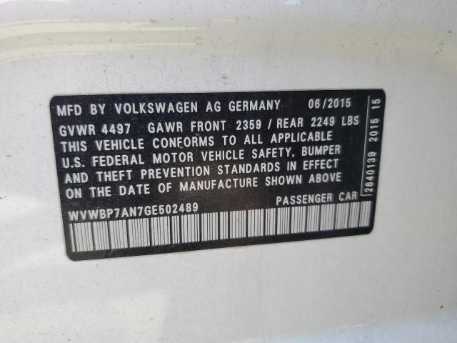 WVWBP7AN7GE502489 - 2016 VOLKSWAGEN CC BASE WHITE photo 12