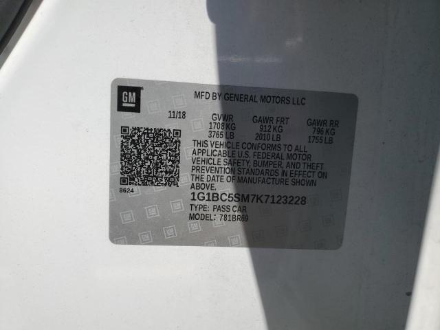 1G1BC5SM7K7123228 - 2019 CHEVROLET CRUZE LS Ақ фото 13