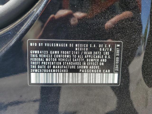 3VWC57BU6KM053483 - 2019 VOLKSWAGEN JETTA S შავი ფოტო 12