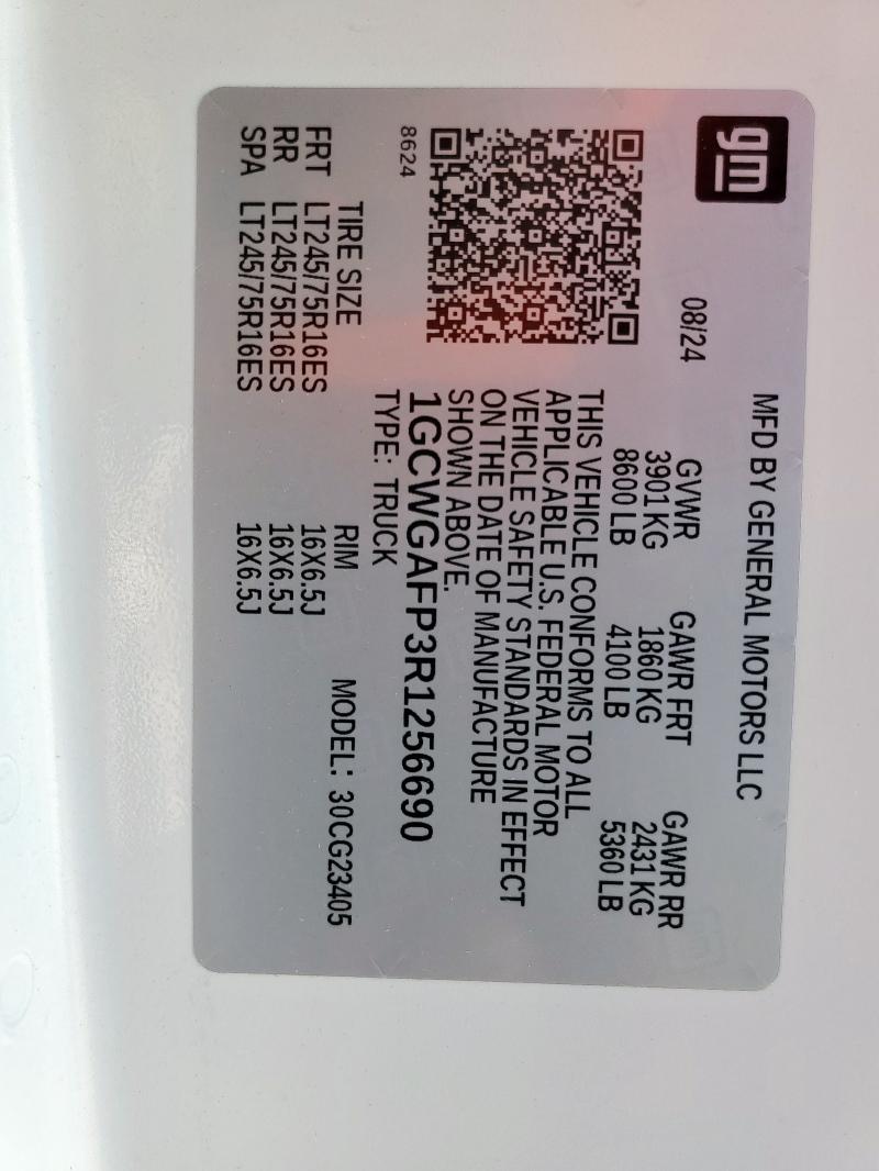 1GCWGAFP3R1256690 - 2024 CHEVROLET EXPRESS G2 WHITE photo 13