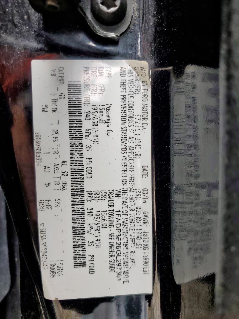 1FADP3E26GL297301 - 2016 FORD FOCUS S შავი ფოტო 12