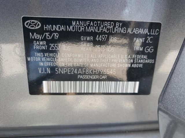 5NPE24AF8KH796545 - 2019 HYUNDAI SONATA SE GRAY photo 12