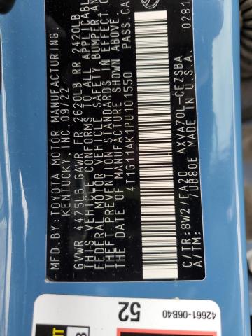 4T1G11AK1PU101550 - 2023 TOYOTA CAMRY SE NIGHT SHADE BLUE photo 12