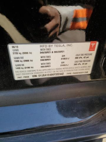 5YJSA1E48KF332442 - 2019 TESLA MODEL S 黑色 照片 12