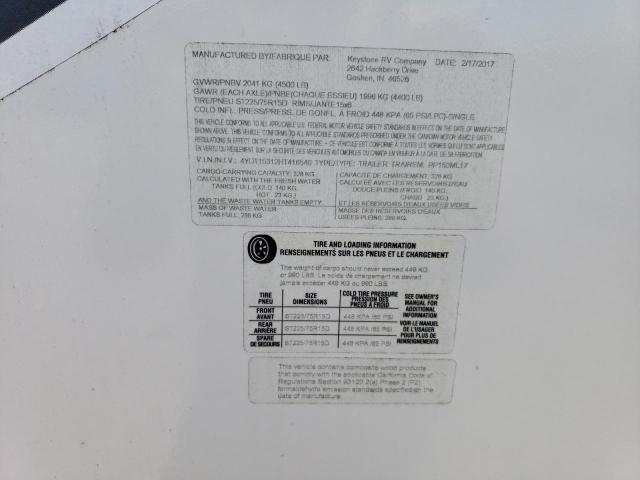 4YDT15312HT416540 - 2017 KEYSTONE PASSPORT TWO TONE photo 10