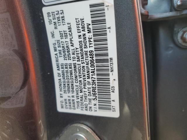 5J6RE3H71AL006489 - 2010 HONDA CR-V EXL CHARCOAL photo 14