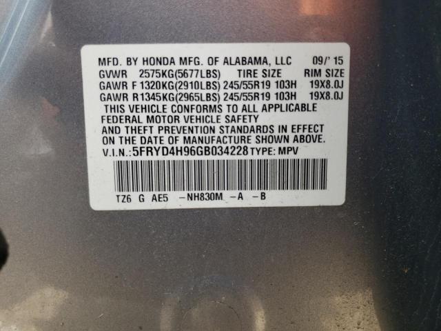 5FRYD4H96GB034228 - 2016 ACURA MDX ADVANCE SILVER photo 13