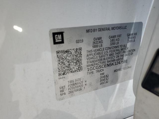 1GCGSCEN5K1247591 - 2019 CHEVROLET COLORADO LT WHITE photo 12