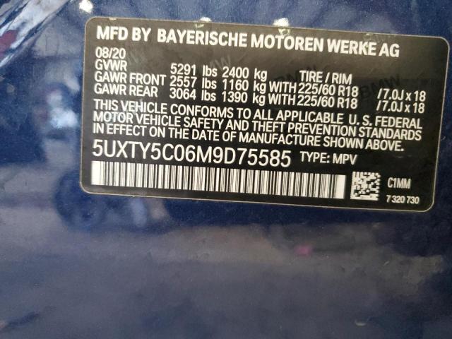 5UXTY5C06M9D75585 - 2021 BMW X3 XDRIVE30I BLUE photo 13