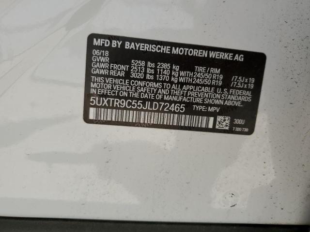 5UXTR9C55JLD72465 - 2018 BMW X3 XDRIVE30I WHITE photo 13