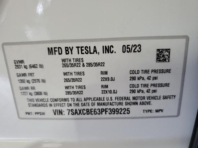 7SAXCBE63PF399225 - 2023 TESLA MODEL X WHITE photo 13