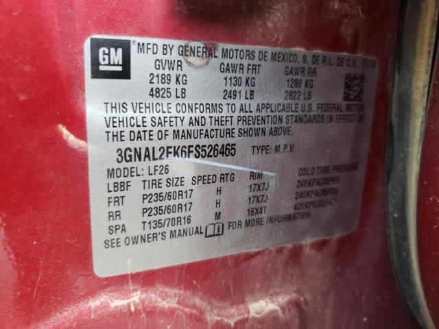 3GNAL2EK6FS526465 - 2015 CHEVROLET CAPTIVA LS 栗色 照片 13