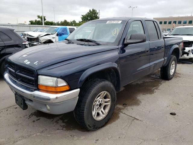 1D7HG48N63S291253 - 2003 DODGE DAKOTA QUAD SLT BLUE photo 1