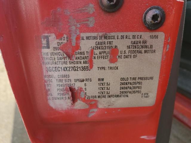 3GCEC14X27G213693 - 2007 CHEVROLET SILVERADO C1500 CLASSIC RED photo 12