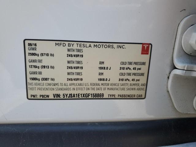 5YJSA1E1XGF158869 - 2016 TESLA MODEL S თეთრი ფოტო 13