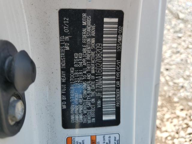 JF1ZNAA16D2708209 - 2013 TOYOTA SCION FR-S WHITE photo 12