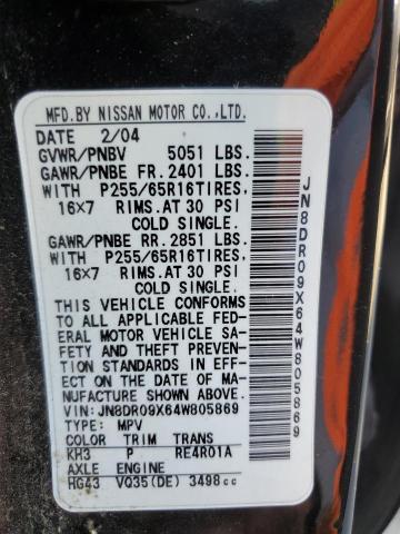 JN8DR09X64W805869 - 2004 NISSAN PATHFINDER LE 黑色 照片 13