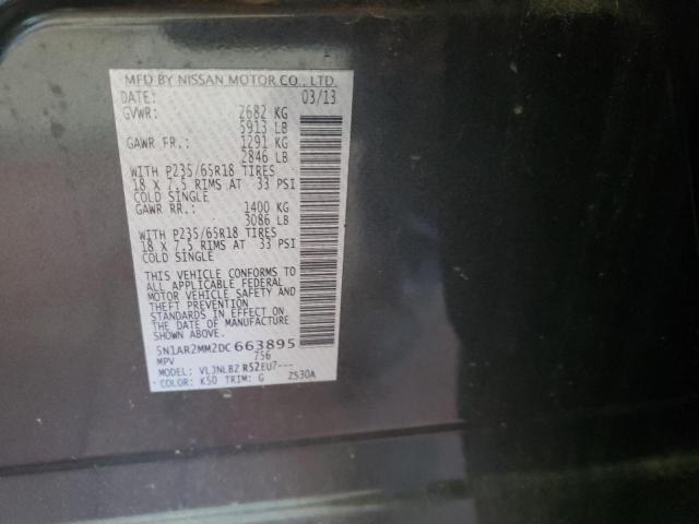 5N1AR2MM2DC663895 - 2013 NISSAN PATHFINDER S GRAY photo 13