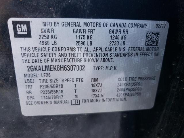 2GKALMEK8H6307002 - 2017 GMC TERRAIN SLE Negro foto 13