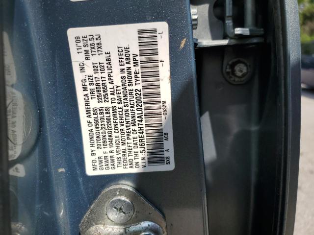 5J6RE4H74AL020022 - 2010 HONDA CR-V EXL TEAL photo 13